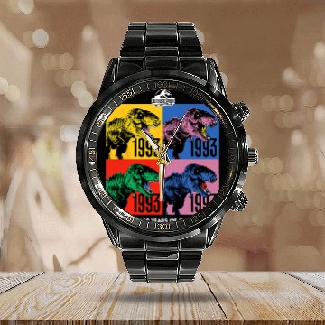 Discover Dinosaur Pet Jurassic Park 30 Years Calendar Steel Band Watch