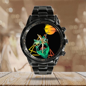 Discover Gecko Pet 80s Gecko With Sunglasses Retro 80s Lizard Calendar Steel Band Watch