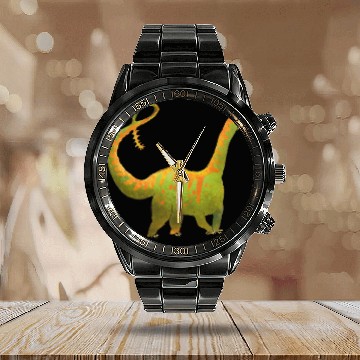 Discover Dinosaur Pet Apatosaurus Brontosaurus Calendar Steel Band Watch