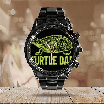 Discover Turtle Pet Mens Turtle Dad Box Turtle Daddy Tortoise Lover Fathers Day Calendar Steel Band Watch