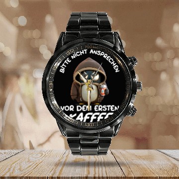 Discover Penguin Pet Saying Funny Nicht Ansprechen Vor Dem Ersten Kaffee Calendar Steel Band Watch