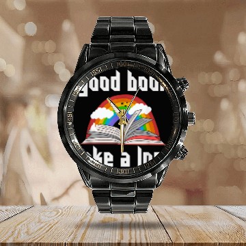 Discover Book Fun Gift Good Book Take a Look Rainbow reading books Girl Calendar Steel Band Watch
