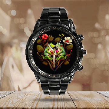 Discover Frog Pet Heartshaped Frog couple Valentines day 6 Calendar Steel Band Watch