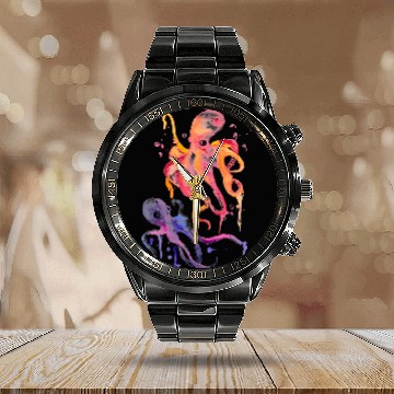 Discover Octopus Pet art Sea Life paintings Environmentalist Conservation Calendar Steel Band Watch