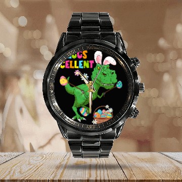 Discover Dinosaur Pet Happy Easter Dinosaur Bunny Eggs Cellent Boys Girls Baseball Tees Calendar Steel Band Watch