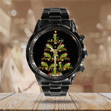 Discover Chameleon Pet xmass Lighting Santa Chameleon Christmas Tree Calendar Steel Band Watch