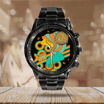 Discover Chameleon Pet vintages Disco 70s 80s Lizard Reptile Zip Calendar Steel Band Watch
