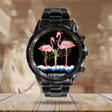 Discover Flamingo Pet Christmas Im Fine Everything Is Fine Christmas Calendar Steel Band Watch