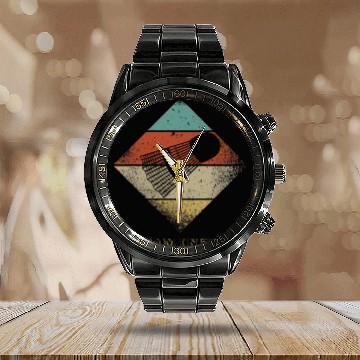 Discover Sport Badminton Retro Shuttlecock 1960s 1970s Style Baseball Tees Calendar Steel Band Watch