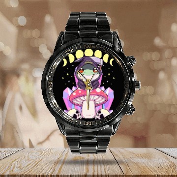 Discover Frog Pet Pastel Goth Kawaii Mushroom Moon Phase Grim Reaper Frog Baseball Tees Calendar Steel Band Watch