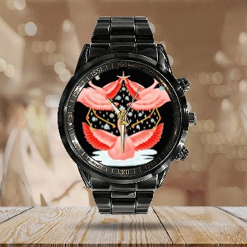 Discover Flamingo Pet Joy Christmas Tree 161 Calendar Steel Band Watch