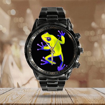 Discover Frog Pet Poison Dart Frogs 6 Zip Calendar Steel Band Watch