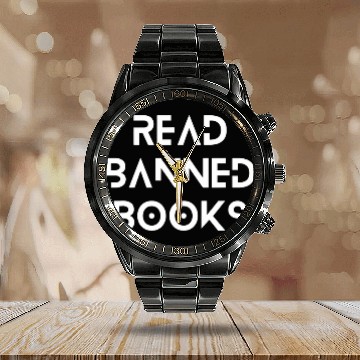 Discover Book Fun Read Banned Books Funny Reading Artistic sarcasms Librarian Calendar Steel Band Watch
