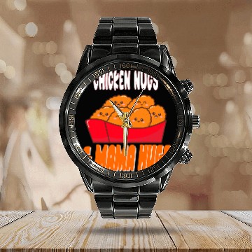 Discover Chicken Pet Nugs Mama Hugs Nuggets 0 Zip Calendar Steel Band Watch