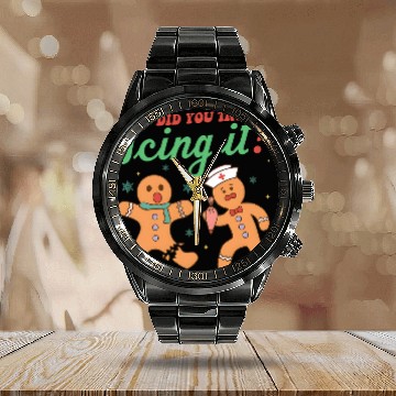 Discover nurses Job Did You Try Icing It Gingerbread nurses s For Women 2 Calendar Steel Band Watch