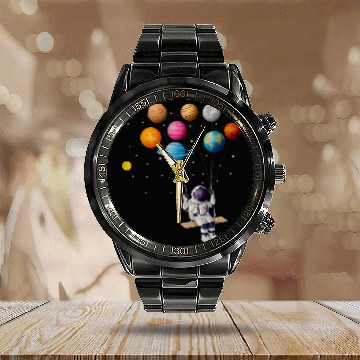 Discover Astronaut Job Swinging Solar System Balloon Space Astro Universe Baseball Tees Calendar Steel Band Watch