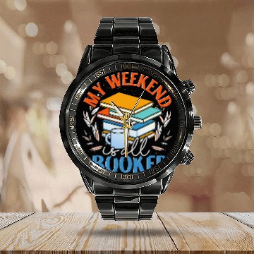 Discover Book Fun Funny Bookworm Literature Lover Book Nerd Librarian Reading Calendar Steel Band Watch