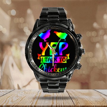 Discover Chicken Pet Yep I Talk To Chickens MultiColored Chicken Lady Baseball Tees Calendar Steel Band Watch