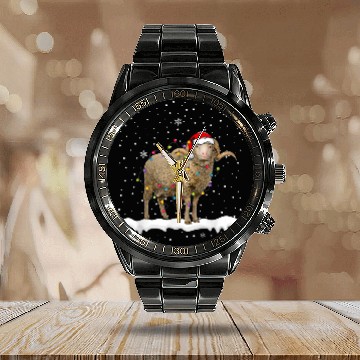 Discover Sheep Pet Funny Santa Sheep Christmas Lights Animals Lover Calendar Steel Band Watch