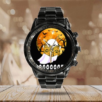 Discover Book Fun ghosts Booooks Halloween Reading Librarian Bookworm Teacher 191 Calendar Steel Band Watch
