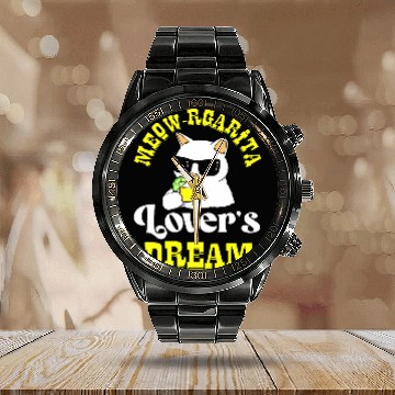 Discover Funny Tequila Drinking Cat Lover Salt Lime Bartender Drink 27 Calendar Steel Band Watch