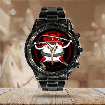 Discover Cute Japanese Samurai vintages Samurai Cat Geisha Art Graphic Baseball Tees Calendar Steel Band Watch