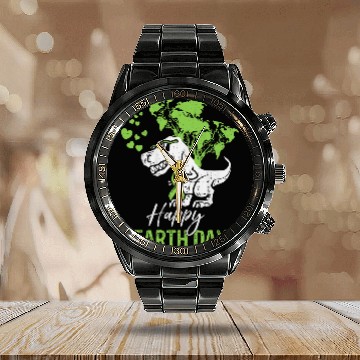 Discover Dinosaur Pet T rexs EarthDay Green Funny Environment Protection Calendar Steel Band Watch
