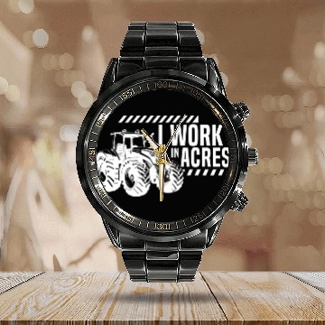 Discover Tractor Fun driving Mens Tractor Farming I Work In Acres Calendar Steel Band Watch