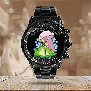 Discover Frog Pet Pastel Goth Kawaii Frog Toadstool Stay Wild Moon Child Calendar Steel Band Watch