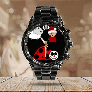 Discover Sheep Pet Bah Humbug Sheep Caroler Lady Bug Bah Humbug Calendar Steel Band Watch