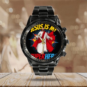 Discover Book Fun Jesus Is My Superhero Powerful Christian Comic Book Hero 2 Baseball Tees Calendar Steel Band Watch