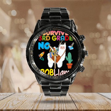 Discover Llama Pet I Survived rd Grade No Probllama Llama Graduate Third Grad Calendar Steel Band Watch