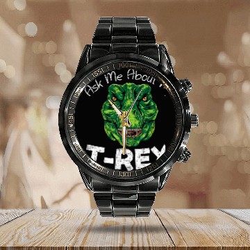 Discover Dinosaur Pet Ask Me About My TRex Dinosaur Lover Future Paleontologist Calendar Steel Band Watch