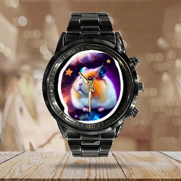 Discover Hamster Pet Celestial Hamster Odyssey 2Cosmic Hamster Baseball Tees Calendar Steel Band Watch
