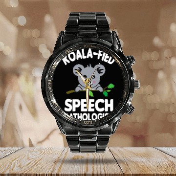 Discover Koala Pet KoalaFied Speech Pathologist Funny Favorite SLP Therapist Baseball Tees Calendar Steel Band Watch