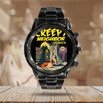 Discover Book Fun FUNNY Creepy Neighbor Comics Parody Horror Comic Calendar Steel Band Watch
