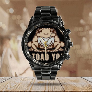 Discover Frog Pet I Toad You Cottagecore Frog Toad in Farmcore Aesthetic Calendar Steel Band Watch