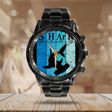 Discover Shark Pet Hammerhead Shark Periodic Table Elements Retro 5 Zip Calendar Steel Band Watch