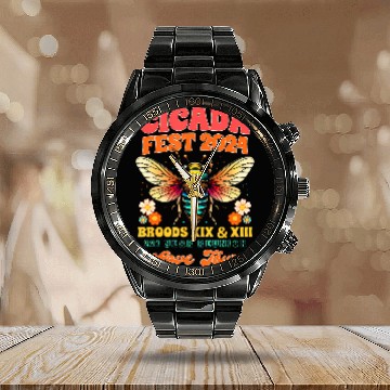 Discover Cicada Lover Cicada Fest 2024 Broods XIX 2XIII Calendar Steel Band Watch