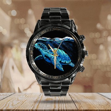 Discover Turtle Pet Hand painted Calendar Steel Band Watch