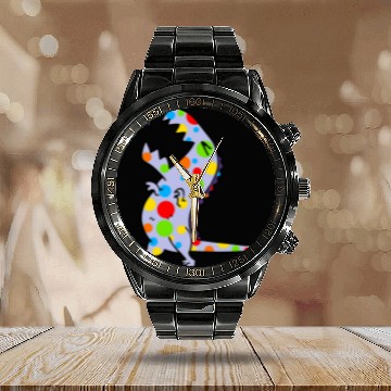 Discover Dinosaur Pet International Dot Day Polka Dot September 15 Dinosaur TRex Baseball Tees Calendar Steel Band Watch