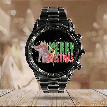 Discover Dinosaur Pet Christmas Stegosaurus Dinosaur xmass Dino Tree Calendar Steel Band Watch