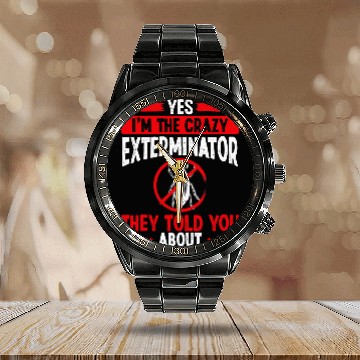 Discover Pest Control Technician Im the Extermination Worker Bed Bug Zip Calendar Steel Band Watch