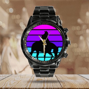 Discover Horse Pet Synthwave Cowboy Horse Calendar Steel Band Watch