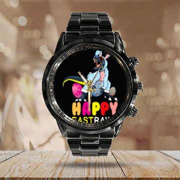 Discover Dinosaur Pet Roar Greetings Raptor Dinosaur Bunny Egg Happy Easter Sunday Calendar Steel Band Watch