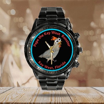 Discover Chicken Pet Pepe the Key West Rooster Baseball Tees Calendar Steel Band Watch