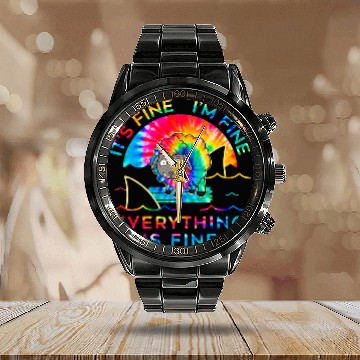 Discover Sheep Pet Its Fine Im Fine Everything Is Fine Tie Dye39 Calendar Steel Band Watch