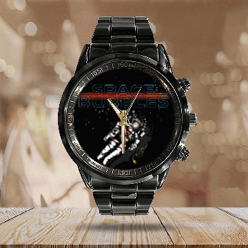Discover Astronaut in outer space flat earth space bubbles Calendar Steel Band Watch