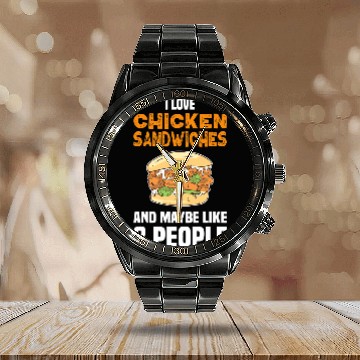 Discover Chicken Pet Sandwich Sarcastic Funny Fast Food Burger Baseball Tees Calendar Steel Band Watch