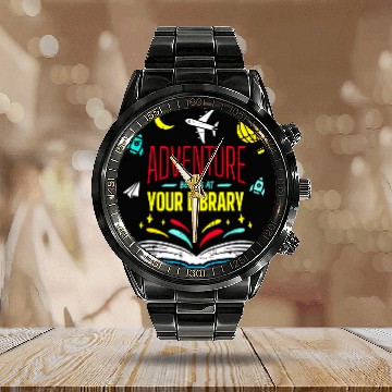 Discover Book Fun Summer Reading 04 Adventure Begins At Your Library Baseball Tees Calendar Steel Band Watch